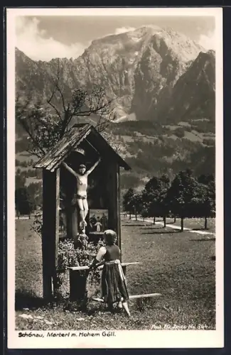 AK Schönau / Königssee, Marterl mit Hohem Göll