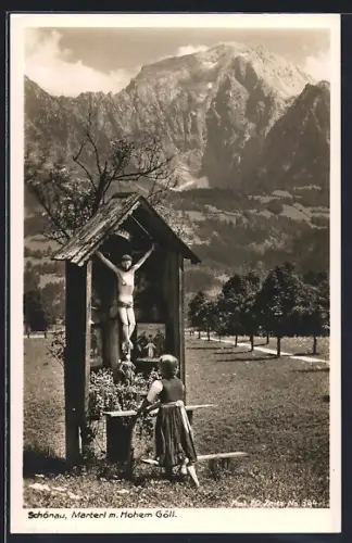AK Schönau / Königssee, Marterl mit Hohem Göll