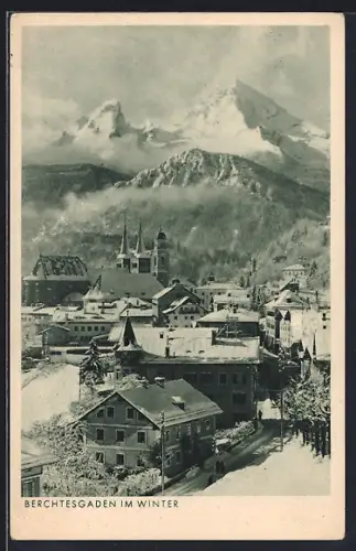 AK Berchtesgaden, Winteransicht mit Watzmann