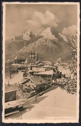 AK Berchtesgaden, Winteransicht mit Watzmann
