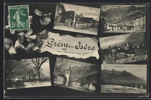 AK Grésy-sur-Isère /Savoie, Collage de vues pittoresques du village et des montagnes environnantes