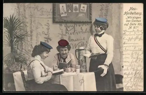 AK Neu-Heidelberg, Studentinnen, Wir singen den Cantus auf Seite 101, No 11!