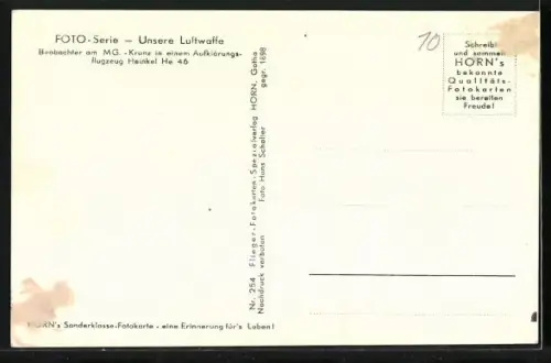 AK Auklärungsflugzeug He46, Beobachter am MG