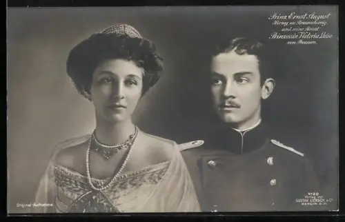 AK Prinz Ernst August Herzog zur Braunschweig und seine Braut Prinzessin Victoria Luise von Preussen