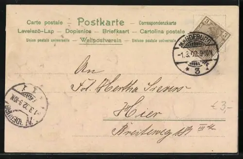 Präge-AK Weintrauben in einer Papiertüte