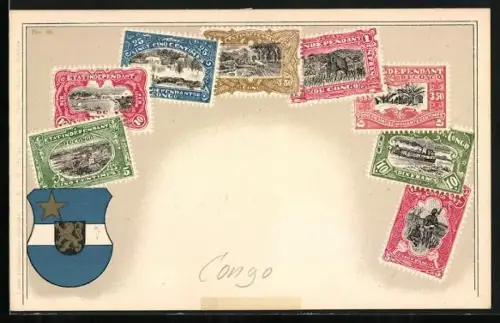 AK Kongo, Briefmarken, Wappen
