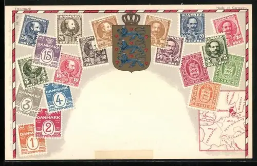 AK Briefmarken aus Dänemark