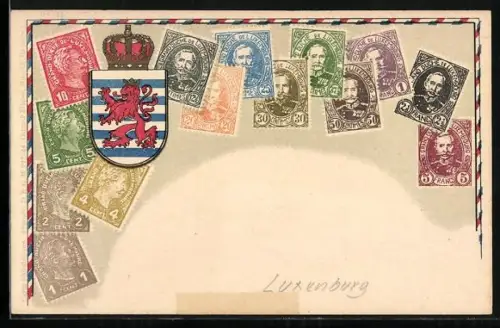 AK Porträt des Grossherzogs auf den Briefmarken aus Luxemburg