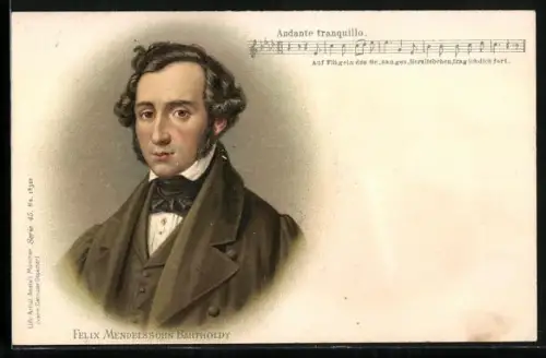 AK Portrait Felix Mendelssohn Bartholdy, 1809-1847