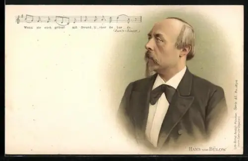 Lithographie Hans von Bülow, Komponist im linken Profil