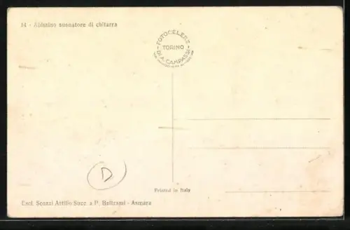 AK Afrikaner mit Musikinstrument, Abissino suonatore di chitarra