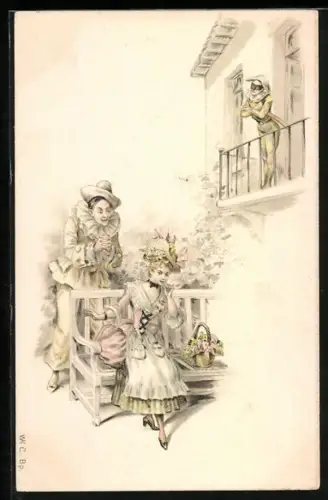 AK Harlekin umgarnt eine Maid