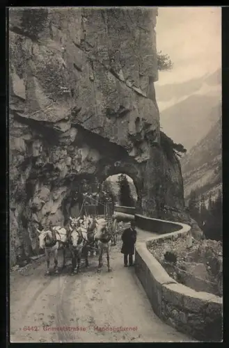 AK Postkutsche auf der Grimselstrasse am Handeggtunnel