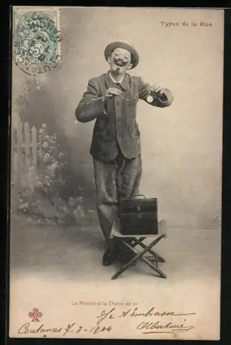 AK Types de la Rue, La Montre et la Chaine en or, Händler mit einer Uhr