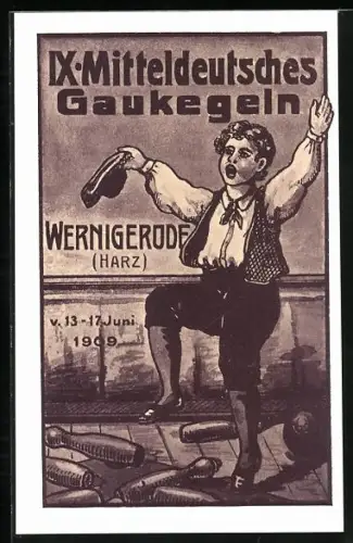AK Wernigerode, IX. Mitteldeutsches Gaukegeln v. 13. 17. Juni 1909