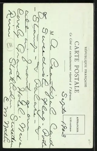 Lithographie La Poste en Suede, Postbote, Flagge, Briefmarke