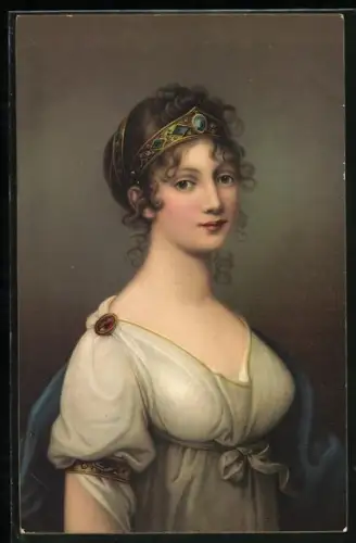 AK Königin Luise von Preussen im schönen Kleid und Diadem, Brustbild