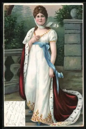 Lithographie Königin Luise im Kleid