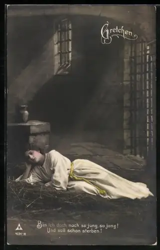 AK Gretchen im Verliess eingesperrt aus Goethe`s Faust