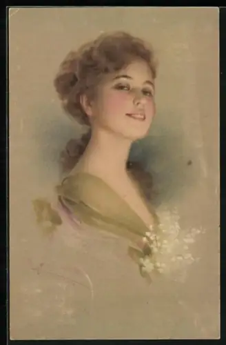 Künstler-AK Ludwig Knoefel: Junge Dame im Portrait