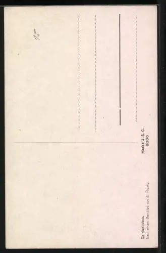 Ölgemälde-Imitations-AK In Gedanken, junge Dame mit Blumen