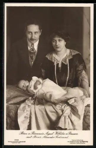 AK Prinz u. Prinzessin August Wilhelm von Preussen mit Prinz Alexander Ferdinand, AK-Reklame