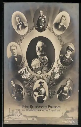 AK Prinz Heinrich von Preussen, vom Unterleutnant z. S. bis zum Grossadmiral