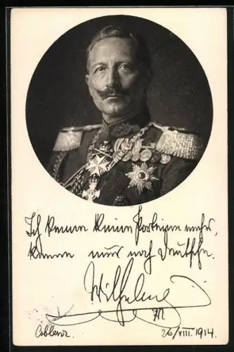 AK Kaiser Wilhelm II., Portrait mit Orden, Epauletten