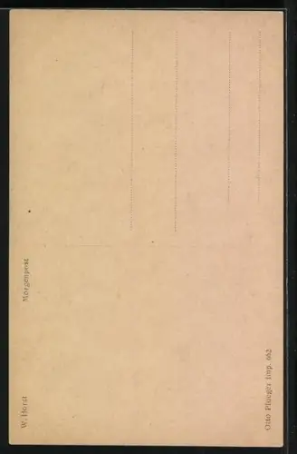 Künstler-AK hübsche Frau liest ihre Morgenpost im Bett