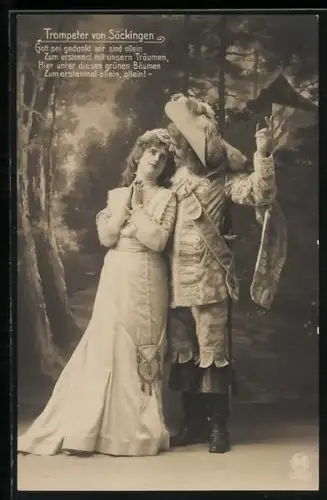 AK Der Trompeter von Säckingen, Gott sei gedankt - wir sind allein,...Behüt Dich Gott!