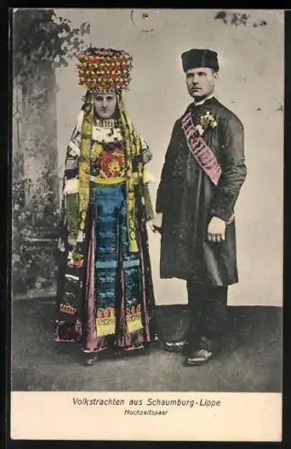 AK Hochzeitspaar in Volkstracht aus Schaumburg-Lippe