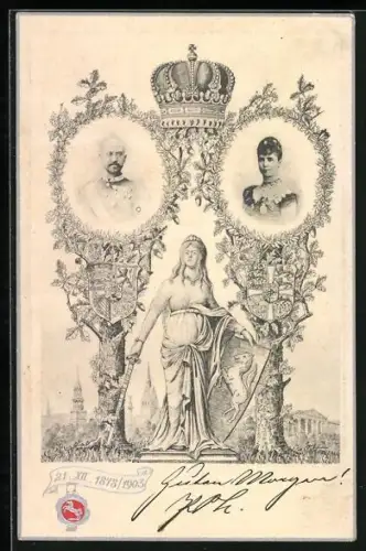 AK Herzog von Cumberland und Gemahlin Thyra von Dänemark, Krone, 21.XII. 1878-1903