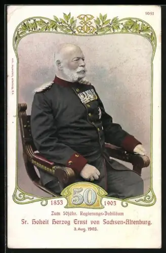 AK 50jähriges Regierungsjubiläum Herzog Ernst von Sachsen-Altenburg 1853-1903