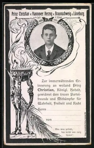 AK Prinz Christian v. Hannover Herzog von Braunschweig u. Lüneburg