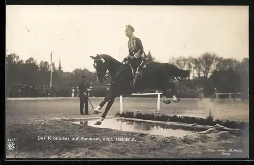 AK Der Kronprinz Wilhelm von Preussen auf Sumurun, engl. Halbblut, Hindernissparcours