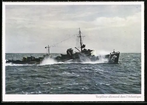 AK Deutsches Torpedoboot im Atlantik