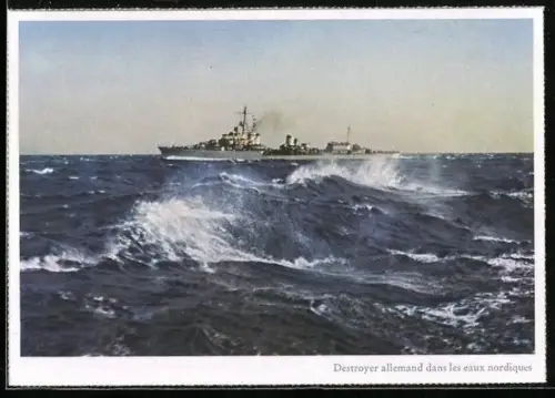 AK Destroyer allemand dans les eaux nordiques