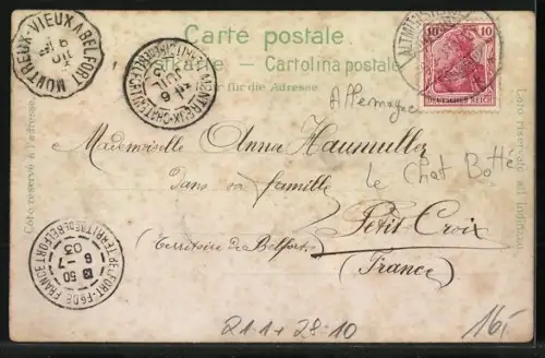 Lithographie Gestiefelter Kater vor der königlichen Kutsche, Halt gegen das Licht