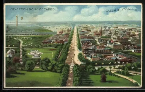 Lithographie Washington D.C., View from Dome of Capitol, Halt gegen das Licht