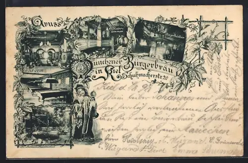 AK Kiel, Gasthaus Münchener Bürgerbräu in der Schuhmacherstr. 20