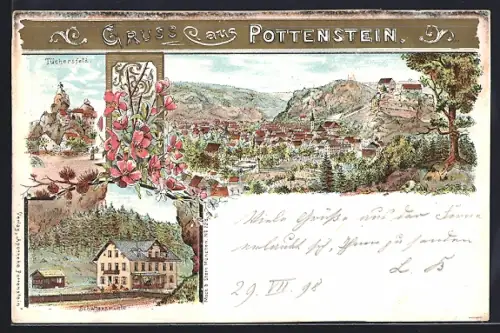 Lithographie Pottenstein, Tüchersfeld, Schüttzersmühle