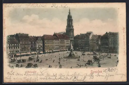 AK Dresden, Altmarkt mit Brunnen
