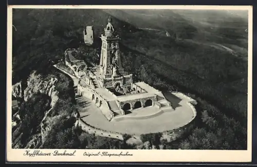 AK Kyffhäuserland, Kyffhäuser-Denkmal vom Flugzeug aus