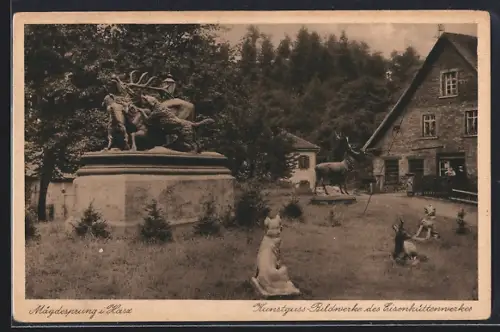AK Magdeburg i. Harz, Kunstguss-Tierplastiken des Eisenhüttenwerkes