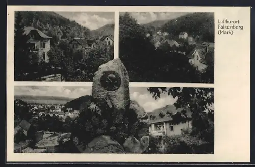AK Falkenberg /Mark, Ortsansichten, Fontane-Denkmal