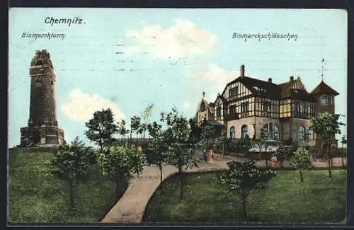 AK Chemnitz, Bismarckturm, Bismarckschlösschen
