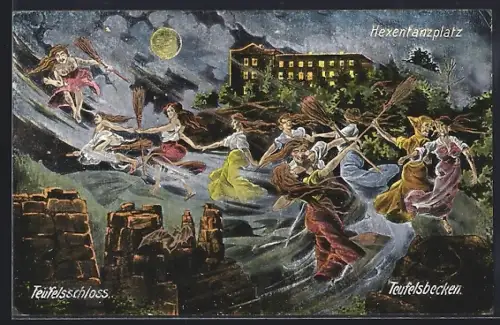 AK Bodetal, Hexentanzplatz, Teufelsschloss, Teufelsbecken