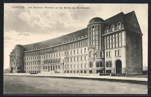AK Leipzig, Deutsche Bücherei an der Strasse des 18. Oktober
