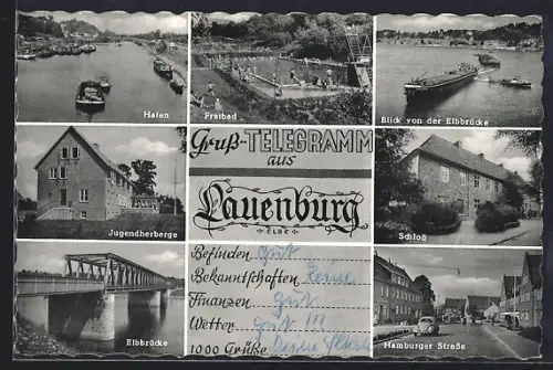 AK Lauenburg / Elbe, Hafen, Schloss, Elbbrücke, Jugendherberge, Hamburger Strasse
