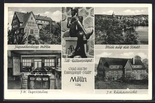 AK Mölln i. Lbg., Jugendherberge, Till-Eulenspiegel, Blick auf die Stadt